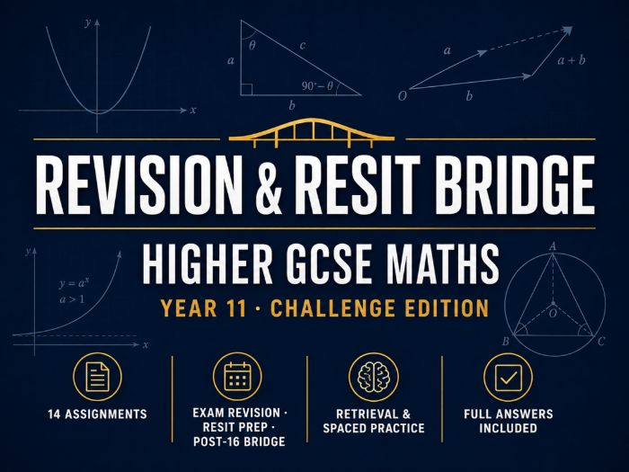 Revision & Resit Bridge – Higher GCSE Maths Year 11 Challenge Homework