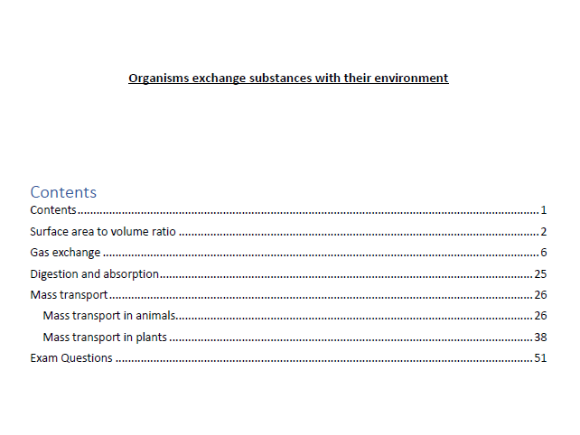 AQA A-Level Biology - Organisms Exchange Substances with their Environment Revision Notes