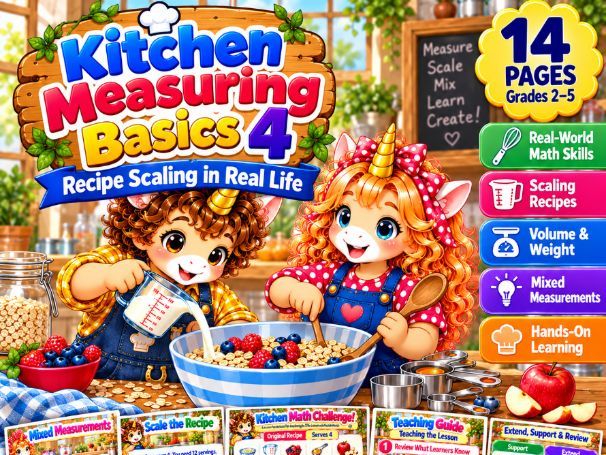 Kitchen Measuring Basics 4 Recipe Scaling Math for Kids Fractions, Servings, Volume & Weight | G