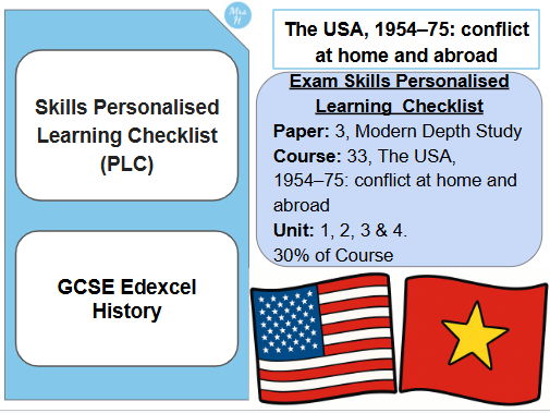 Skills Personalised Learning Checklist Edexcel GCSE History - The USA, 1954–75 (33)