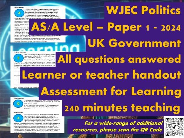 WJEC AS/A Level Politics Model Answers - Full Papers - Paper 1 - 2024 - Teacher/Student Handout