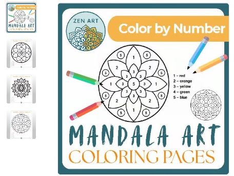 Mindful Colour by Number Mandala Activity Pages for Math Centers Numbers 1-6