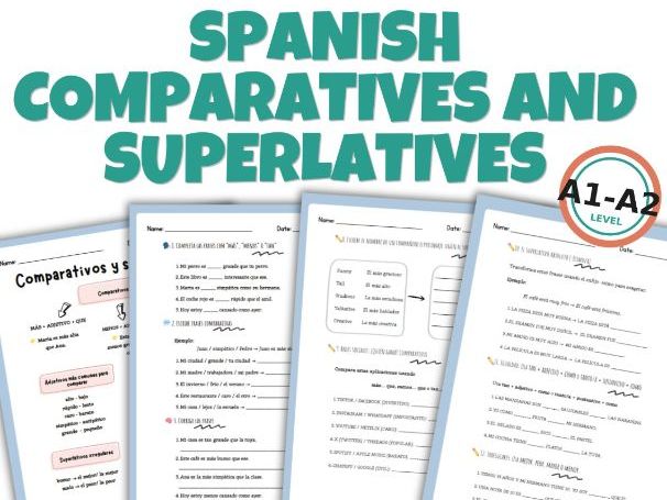 Spanish Comparatives and Superlatives Worksheets A1-A2 | Grammar Practice