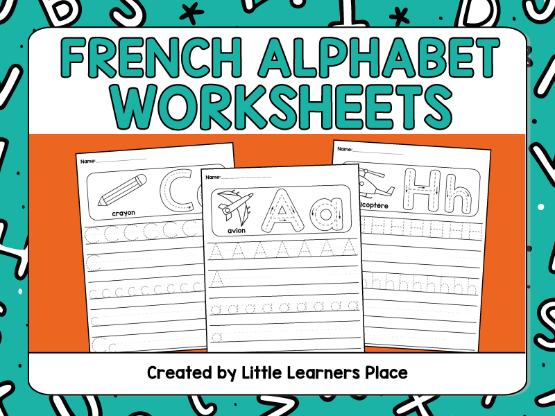 French Alphabet Letters (Upper & Lowercase) Tracing and Coloring Worksheets
