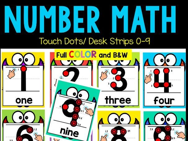 Monster Touch Dot Math Cards and Desk Strips 0-9