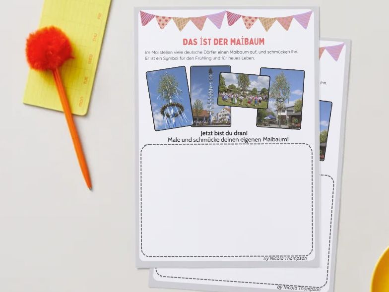 German - the Maibaum tradition drawing activity