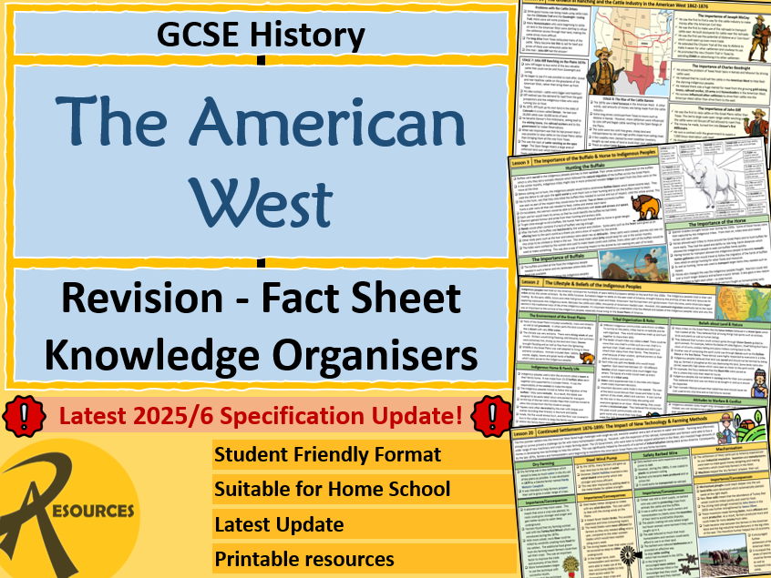 American West - Revision - Knowledge Organisers  - GCSE History
