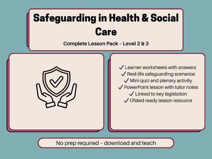 Safeguarding in Health and Social Care – Complete Lesson Pack with PowerPoint, Worksheets, Scenarios