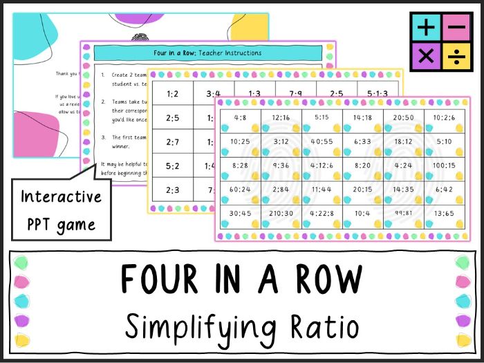 Simplifying Ratio - Four in a Row Game (KS2/KS3)