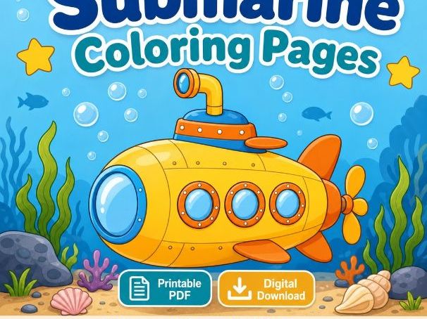 Submarine Coloring Pages | Submarine Coloring Pages | Printable PDF | Digital Download