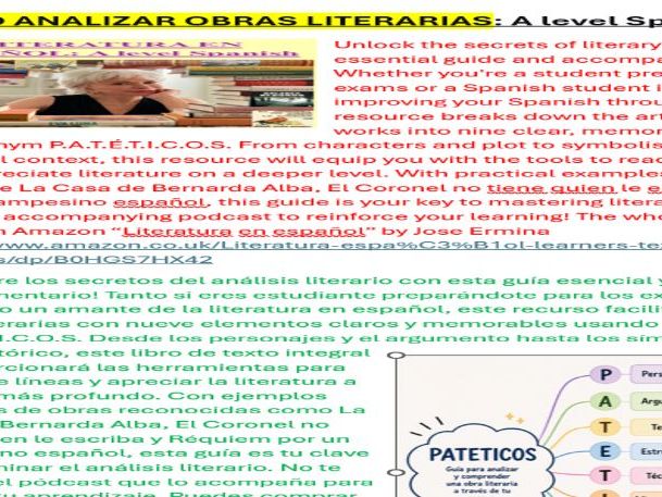 Analizar obras literarias A level Spanish
