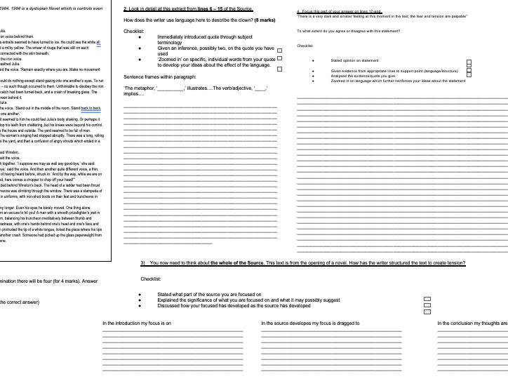NEW Spec AQA English Language Paper 1: Revision /Intervention resources