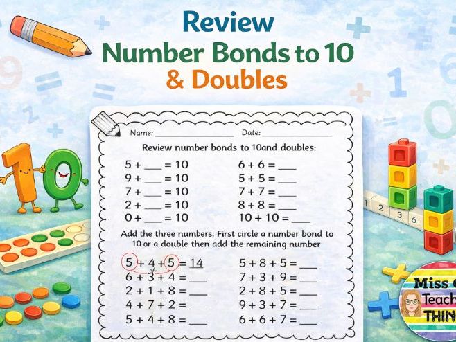 Year 3 LKS2 Maths -Adding 3 or 4 numbers using number bonds and doubles