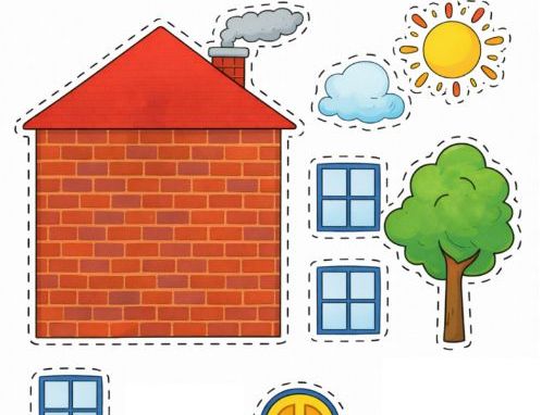 Cut and paste a House- Fine Motor Skills