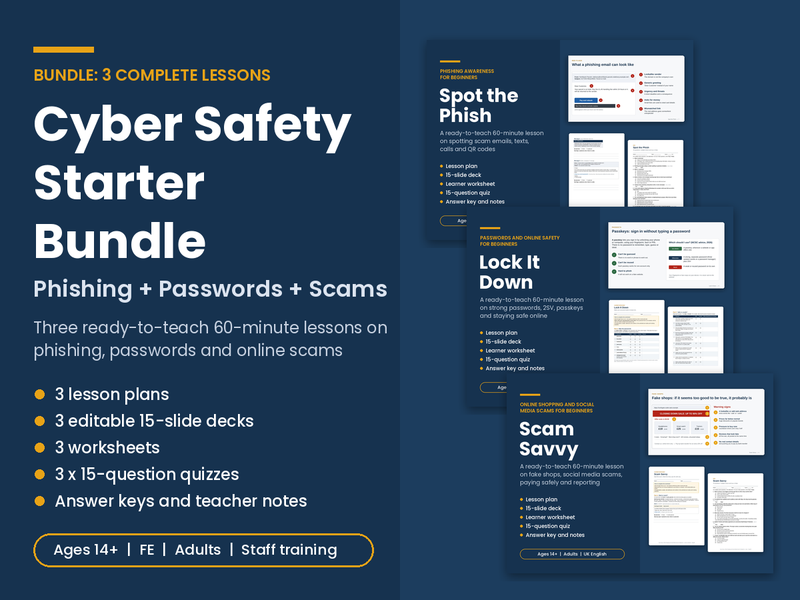 Cyber Safety Starter Bundle – Phishing, Passwords and Scams