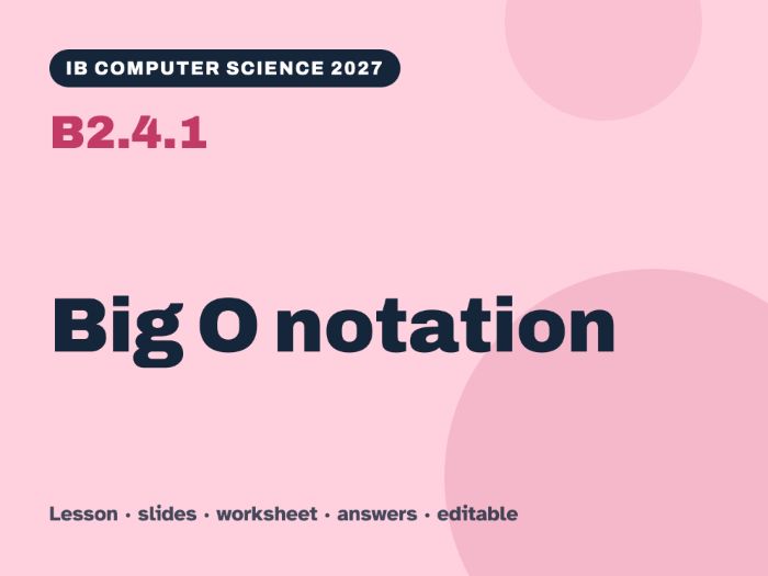 IB Computer Science 2027 – B2.4.1 Big O notation – Lesson & Worksheet