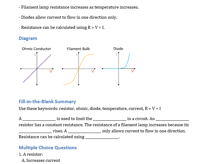 AQA Electricity Revision Booklet