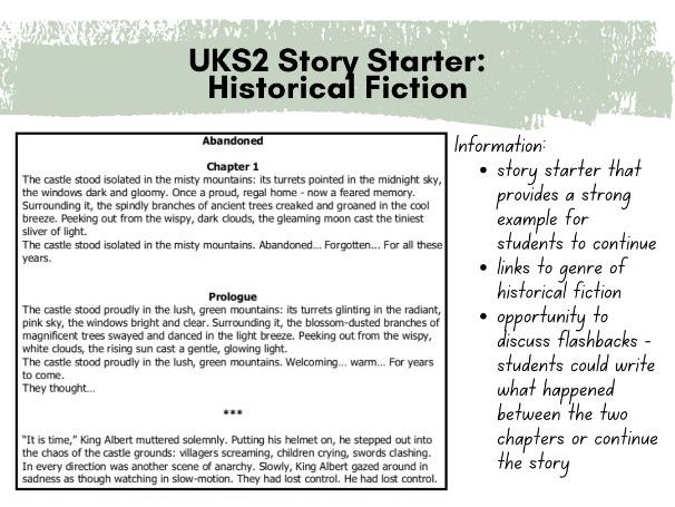 UKS2 Story Starter - Historical Fiction