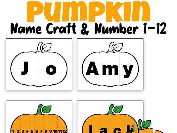 Editable Pumpkin Name Craft & Number 1-12 | Fall Classroom Name Activity