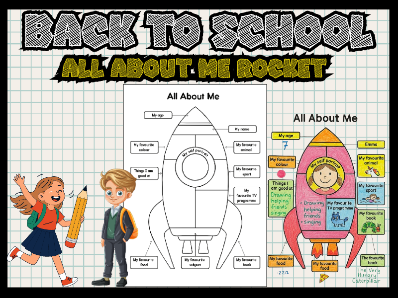 All About Me Rocket Activity - Getting to Know You Worksheet for Back to School
