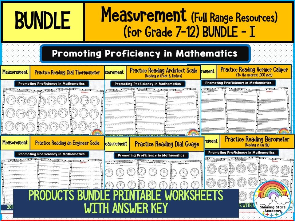 MEASUREMENT Products or Resource BUNDLE for GRADE 6–12 (Part I)