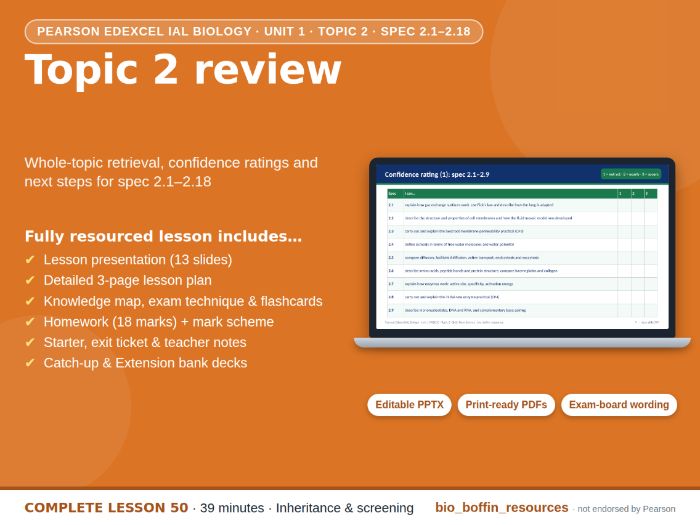 IAL Biology Edexcel – Topic 2 Review Lesson