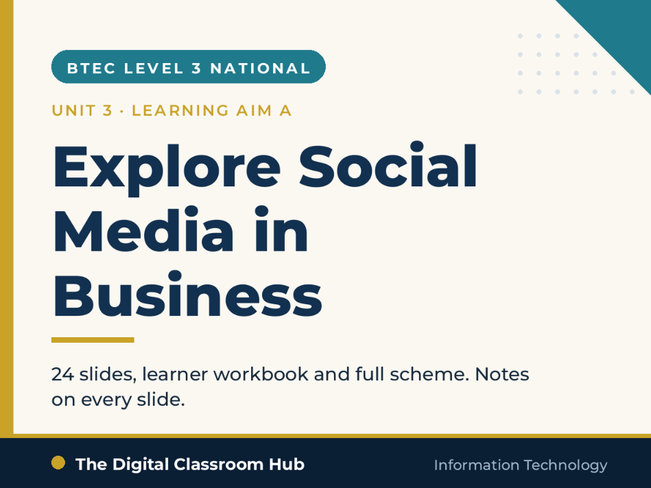 BTEC L3 IT Unit 3 | Learning Aim A Complete Pack | Using Social Media in Business