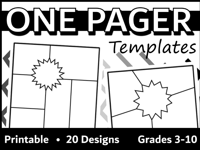 One Pager Template Pack | 20 Blank Unique Designs | All About Me & Cross-Curricular Display