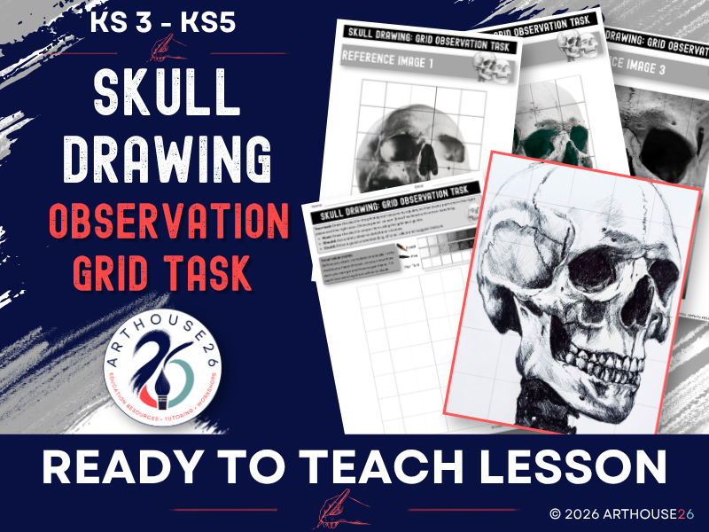 Skull Drawing: Grid Observation Task | Art Cover Lesson & Homework | KS3, KS4 & KS5