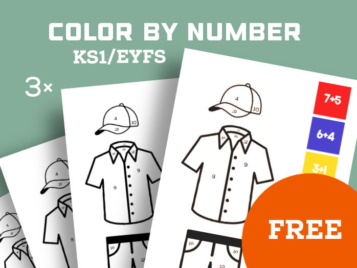 Clothes Theme Color by Number | Multiplication Activity Worksheet