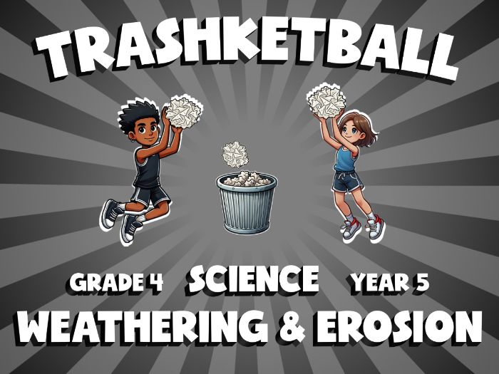 Weathering & Erosion TRASHKETBALL Science Game | No-Prep Year 5 Review Activity