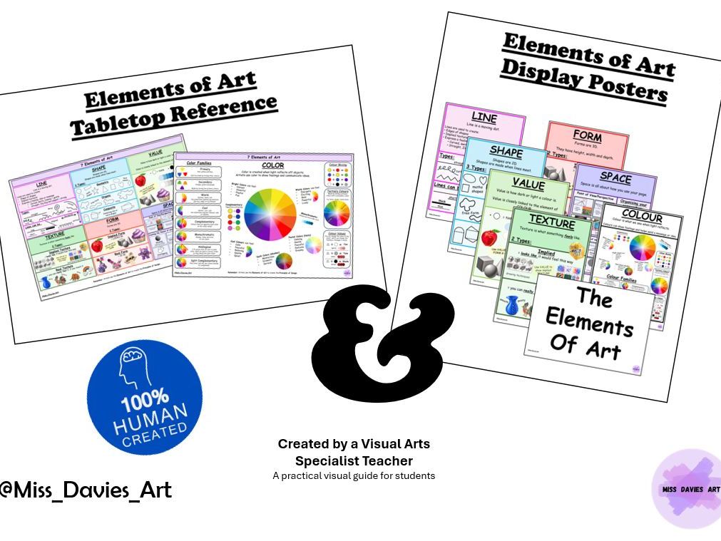Elements of Art Posters & Student Vocabulary Table Reference Bundle