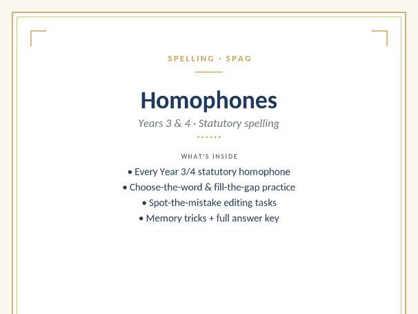 Year 3 & 4 Homophones
