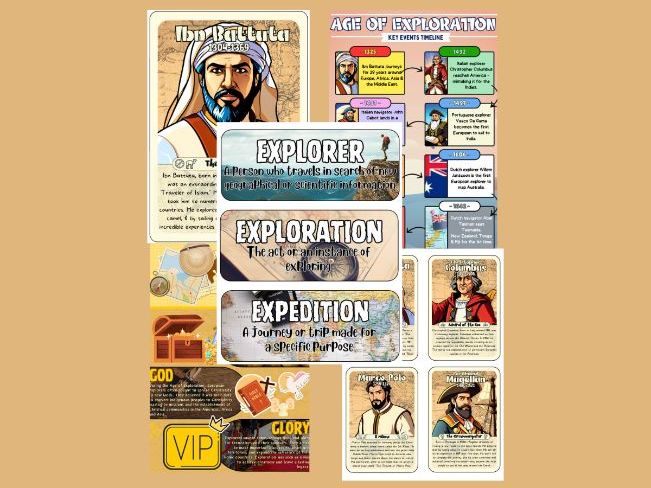Age of Exploration Visual Aids | Posters, Fact Cards & Key Vocabulary | KS2 History