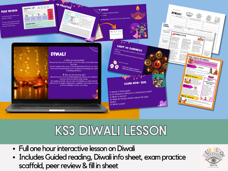 KS3 Diwali Lesson - Full editable lesson with resources