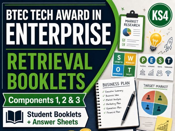 BTEC Tech Award in Enterprise Retrieval Booklets & Answers| All Components| Student Booklets