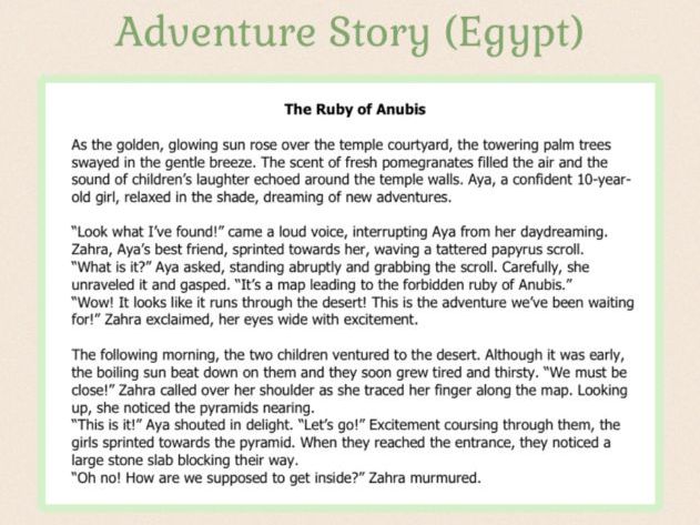 Upper KS2 Model Text - Adventure Story (Egypt)