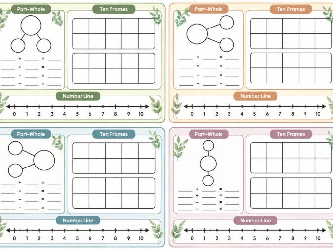 Year 1 Maths Mats: Part-Whole Models, Fact Families and Number Lines to 10 and 20 with
