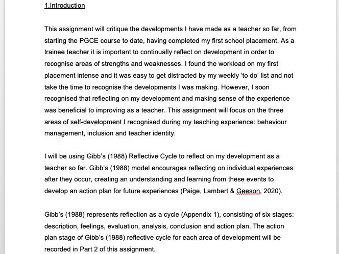 PGCE Assignment 2 Professional development - behaviour and inclusion focus