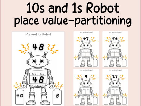 10s and 1s- partitioning-place value robot- Continuous provision
