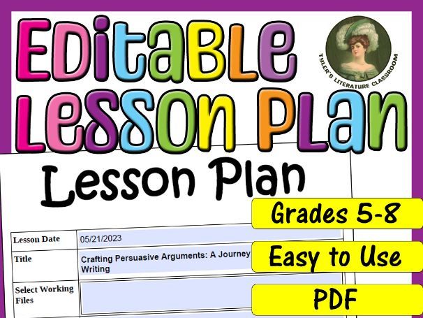 Argumentative Writing : Editable Lesson Plan for Middle School