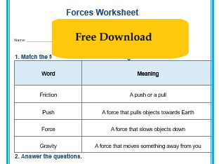 FREE Forces Worksheet KS2 | Pushes, Pulls & Gravity Activity