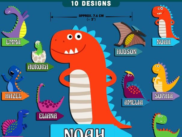 Dinosaur Student Name Tags, Editable Locker & Cubby Labels, Student Space Labels