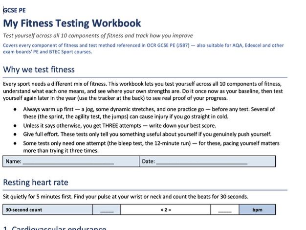 GCSE PE Fitness Testing Workbook