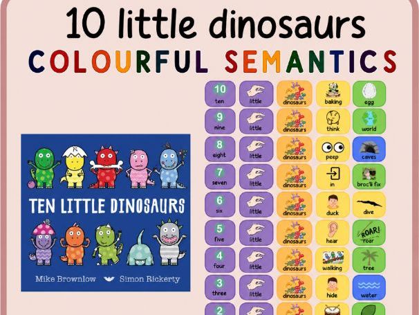 10 little dinosaurs colourful semantics