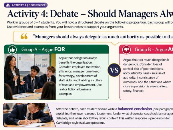 A Level Business - 7.1.4 Control, authority and trust