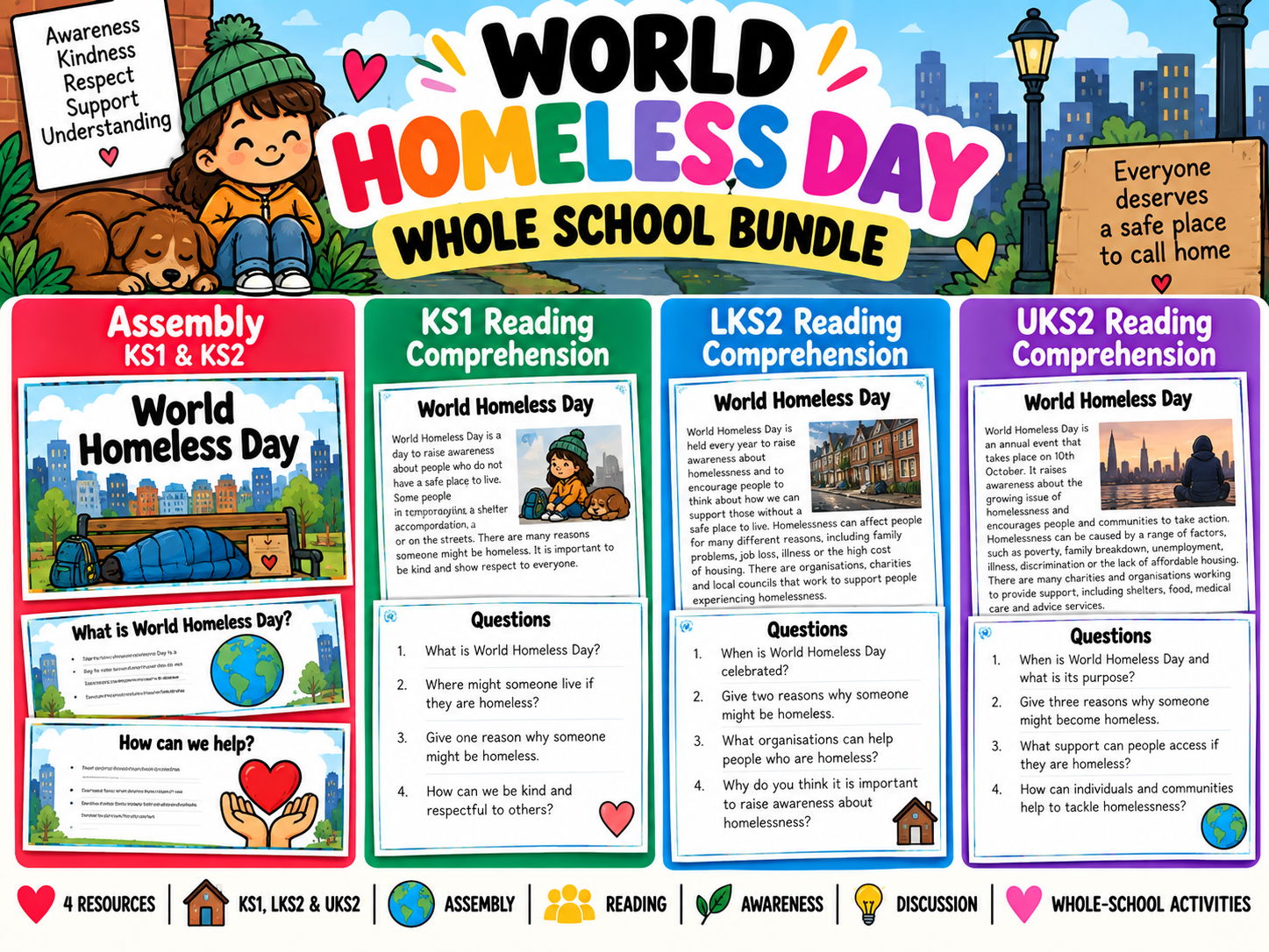 World Homeless Day Whole School Bundle | Assembly & Comprehensions | Updated for 2026-27