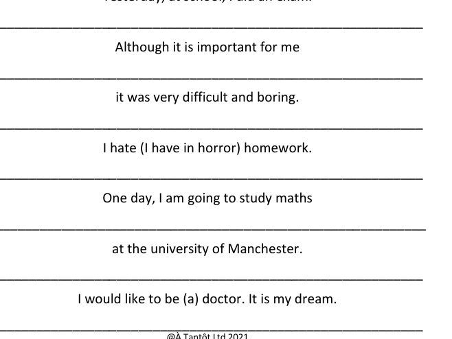 Bubble translation - le collège (school) - French