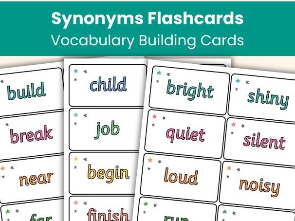 Synonyms Flashcards – 85 Word Pairs (Ages 5–11 Vocabulary Cards)