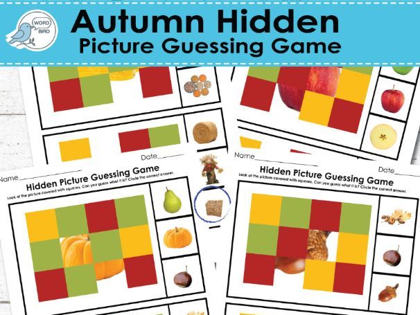 Autumn Hidden Picture Guessing Game | Fruits & Vegetables Theme | 10 Pages | Preschool, ESL